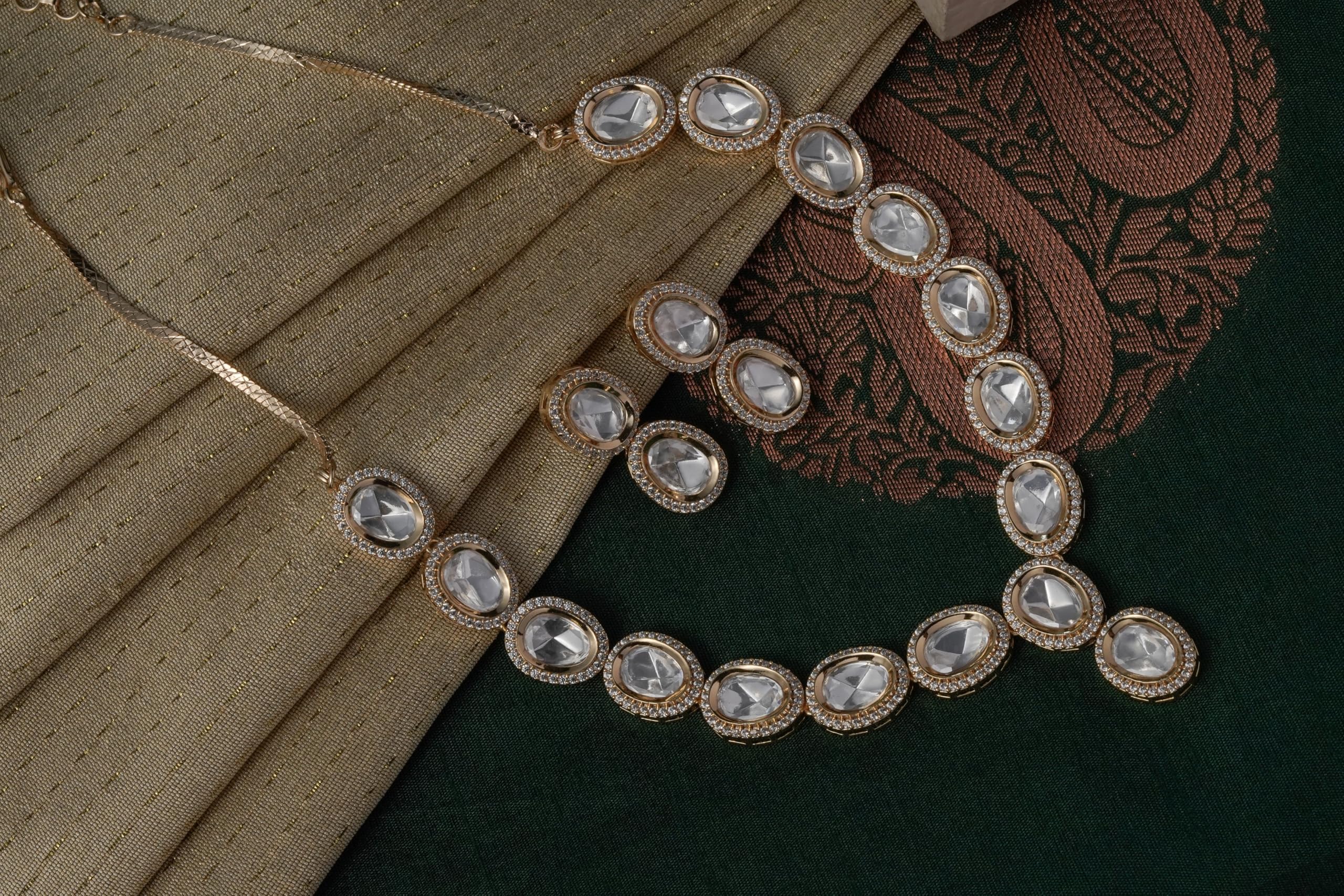 KAYRAH Gold Plated Necklace Set for Women Stylish with Matching Earrings with Matching Earrings