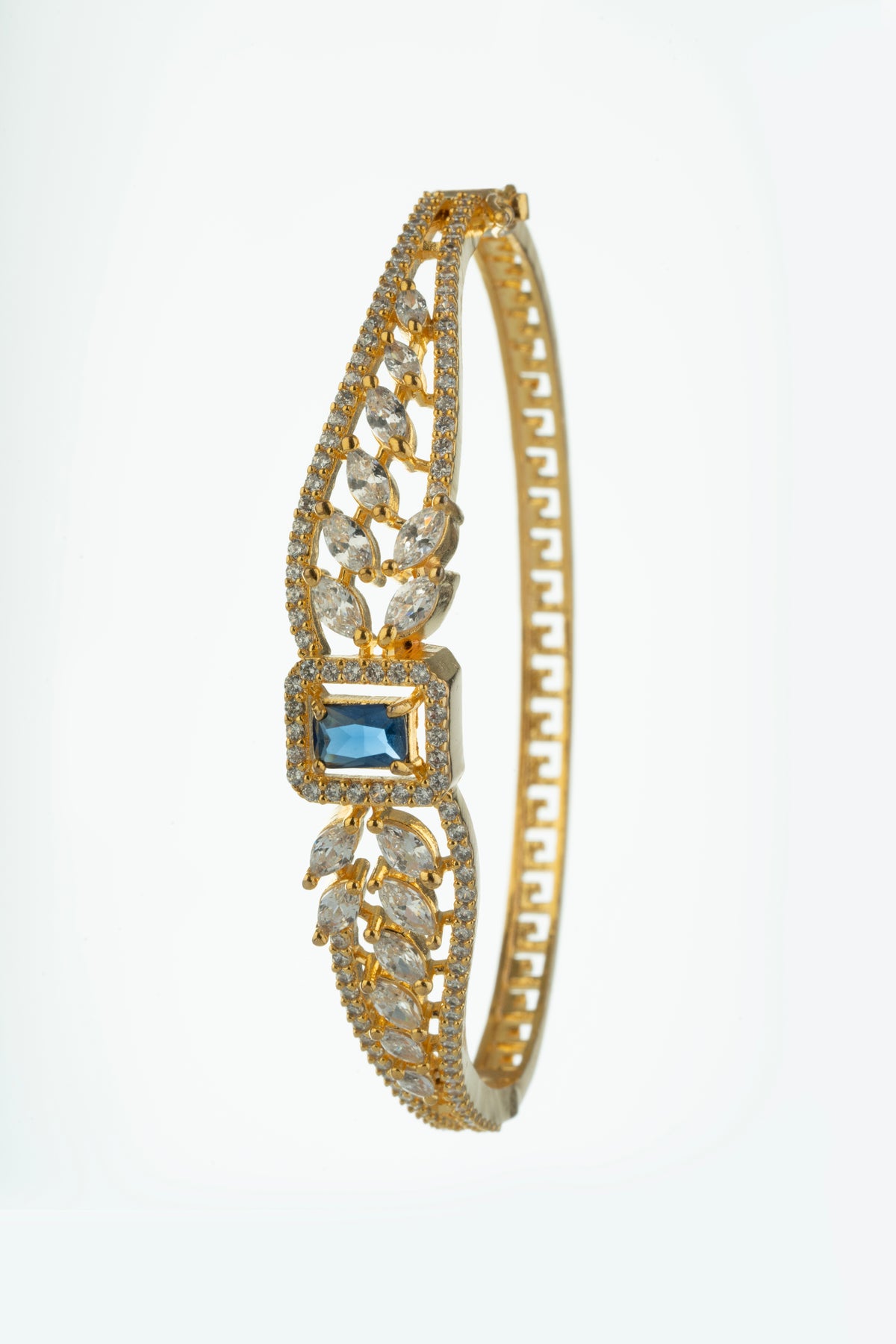 Gold-Tone Blue Stone Designer Bracelet for Women