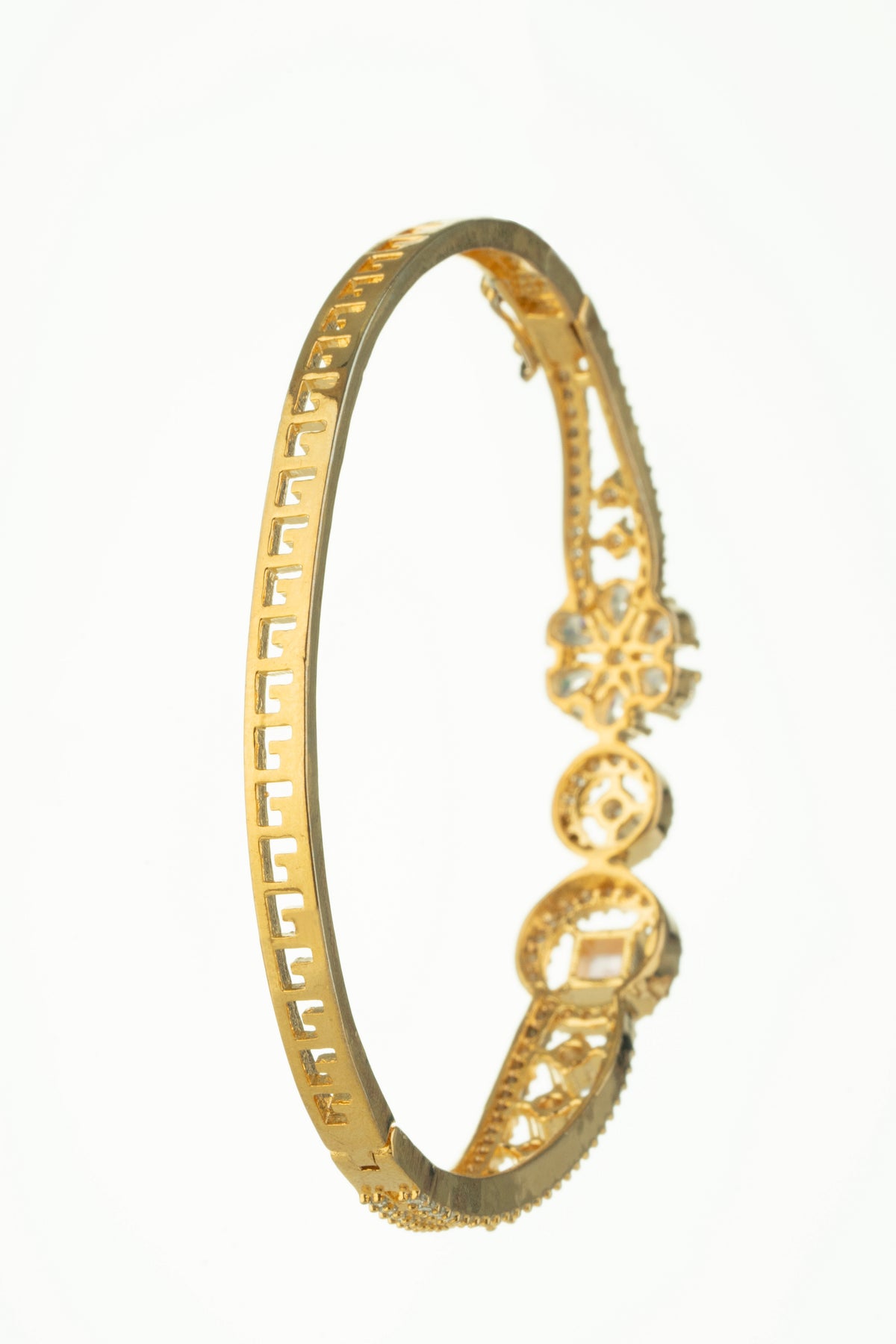 Gold-Tone Crystal Floral Designer Bracelet for Women