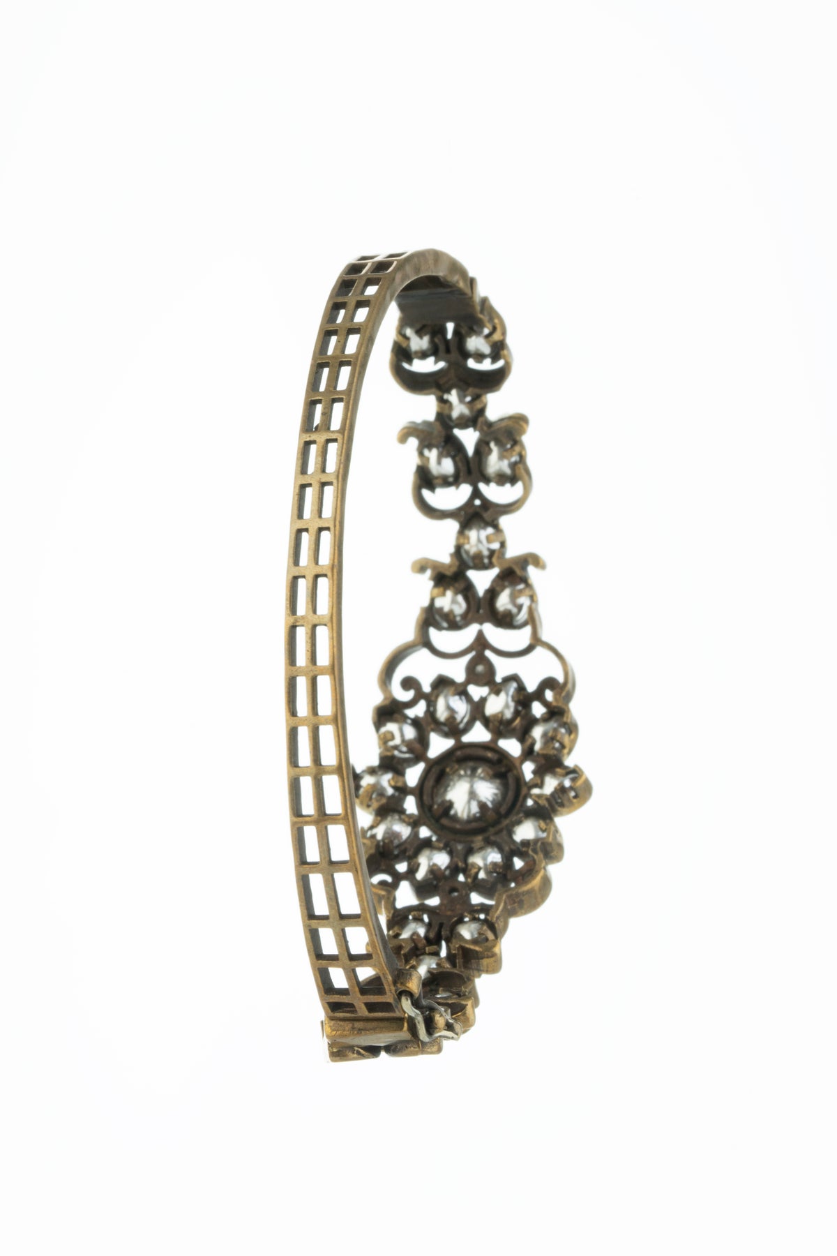 Antique Gold Floral Designer Bracelet with Pink Stone for Women