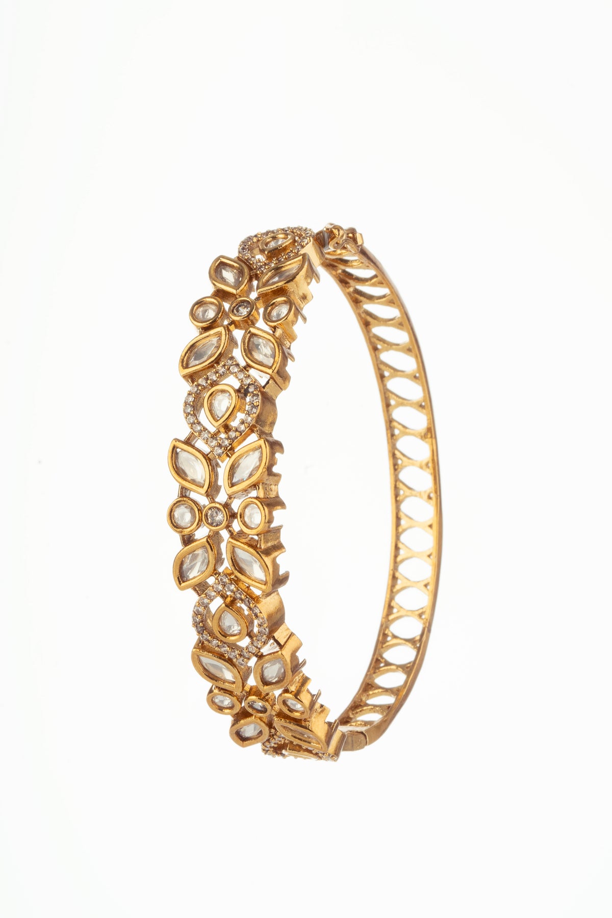 Gold Tone Floral Stone Designer Bracelet for Women
