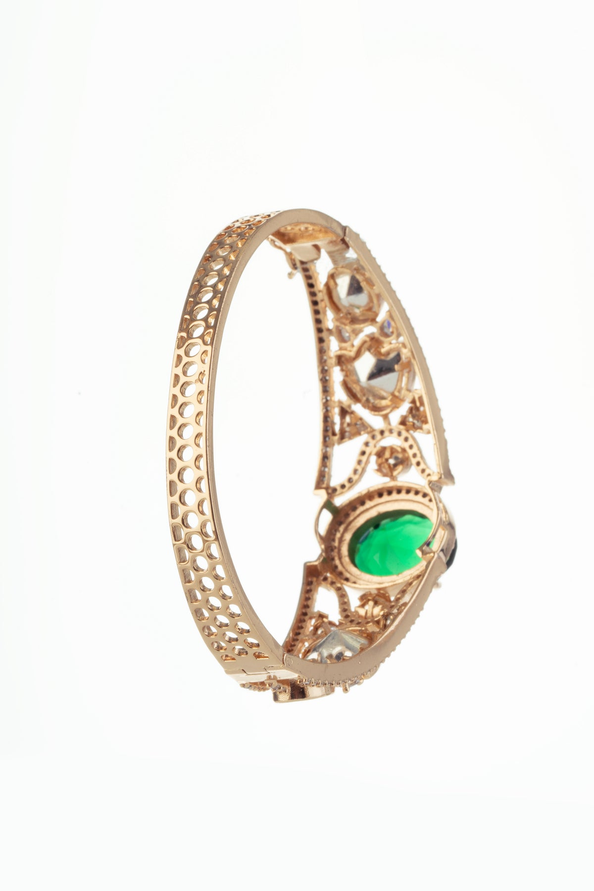Gold Tone Green Stone Designer Bracelet for Women