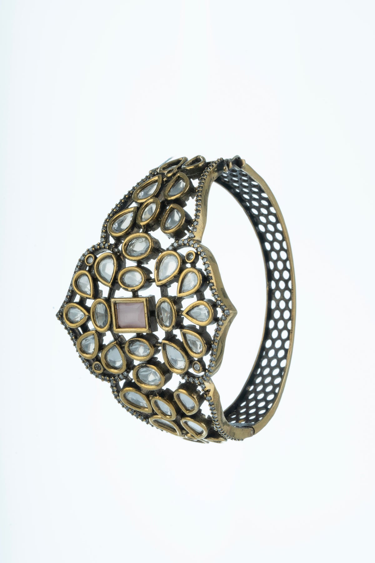 Designer Kundan-Style Gold-Tone Bracelet for Women