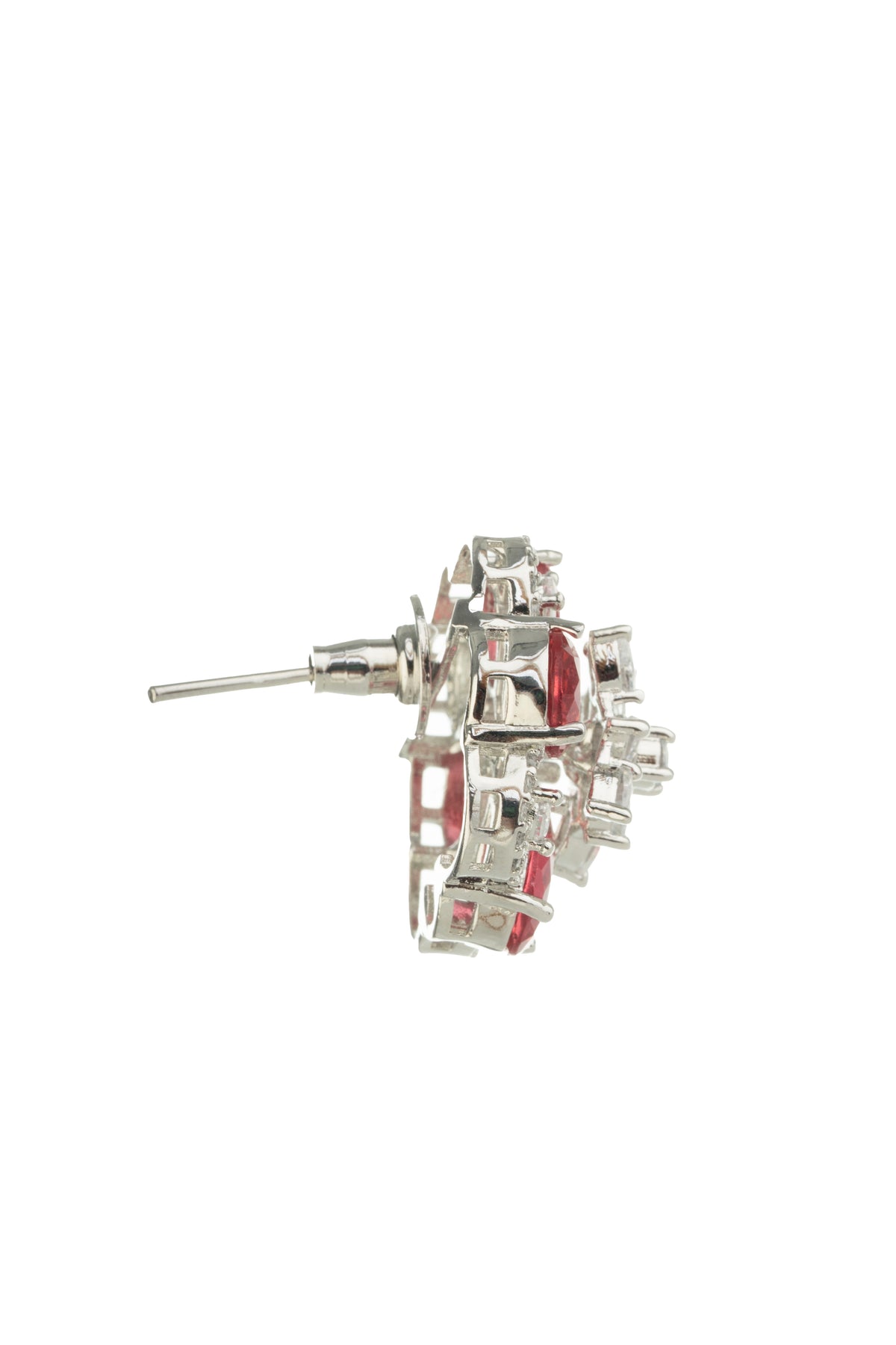 Pink Floral Crystal Stud Earrings for Women