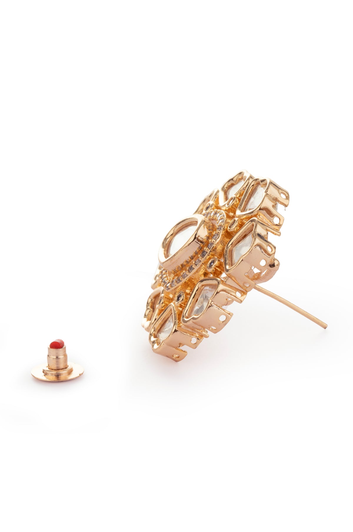 Gold-Tone Floral Crystal Stud Earrings for Women
