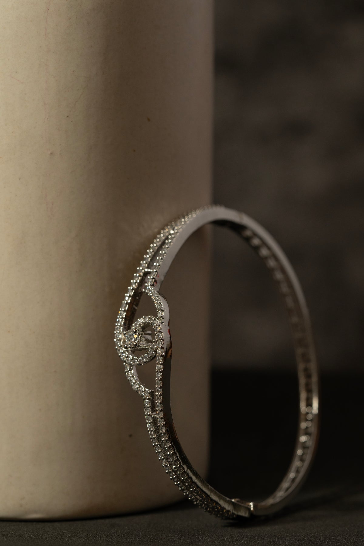Silver-Tone Geometric Crystal Bracelet for Women