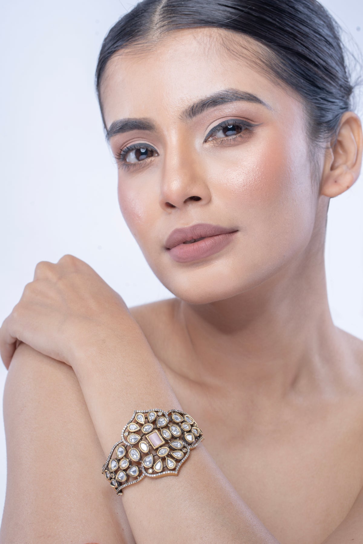 Designer Kundan-Style Gold-Tone Bracelet for Women