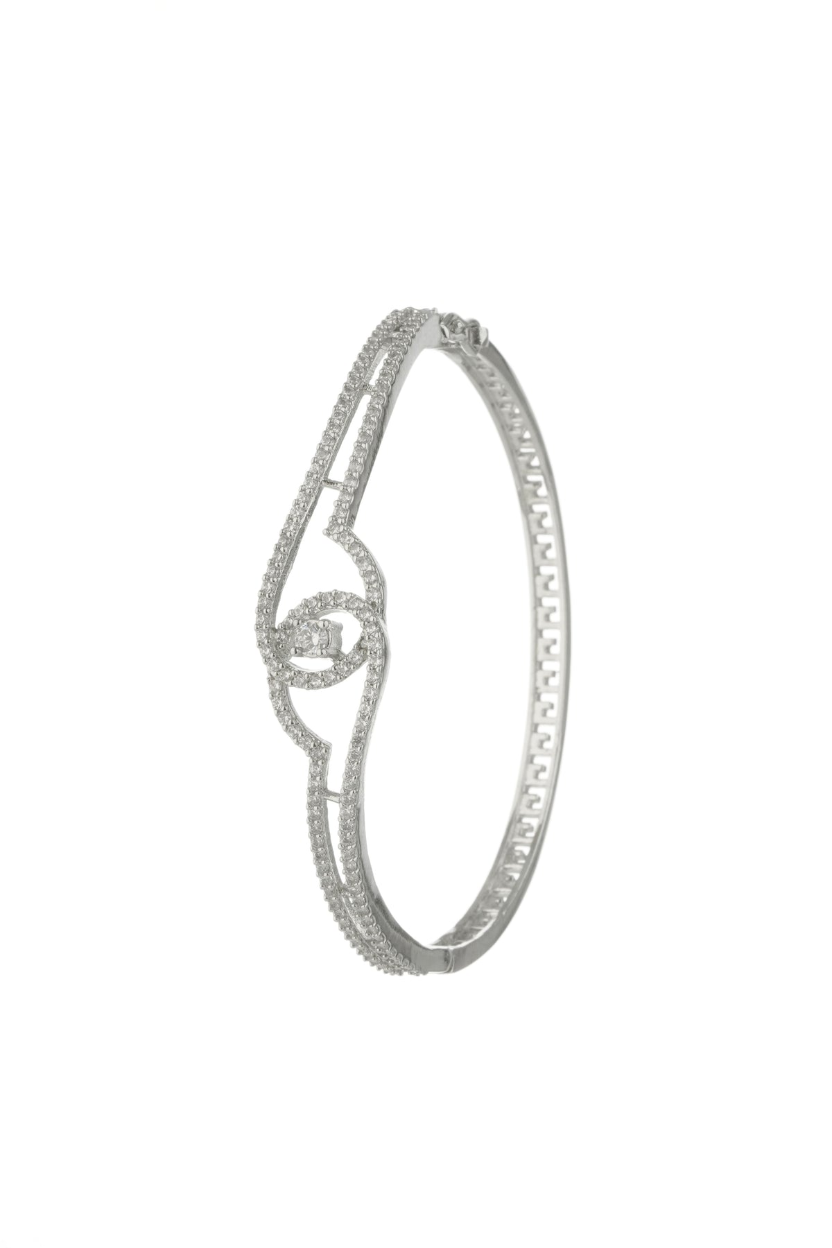 Silver-Tone Geometric Crystal Bracelet for Women