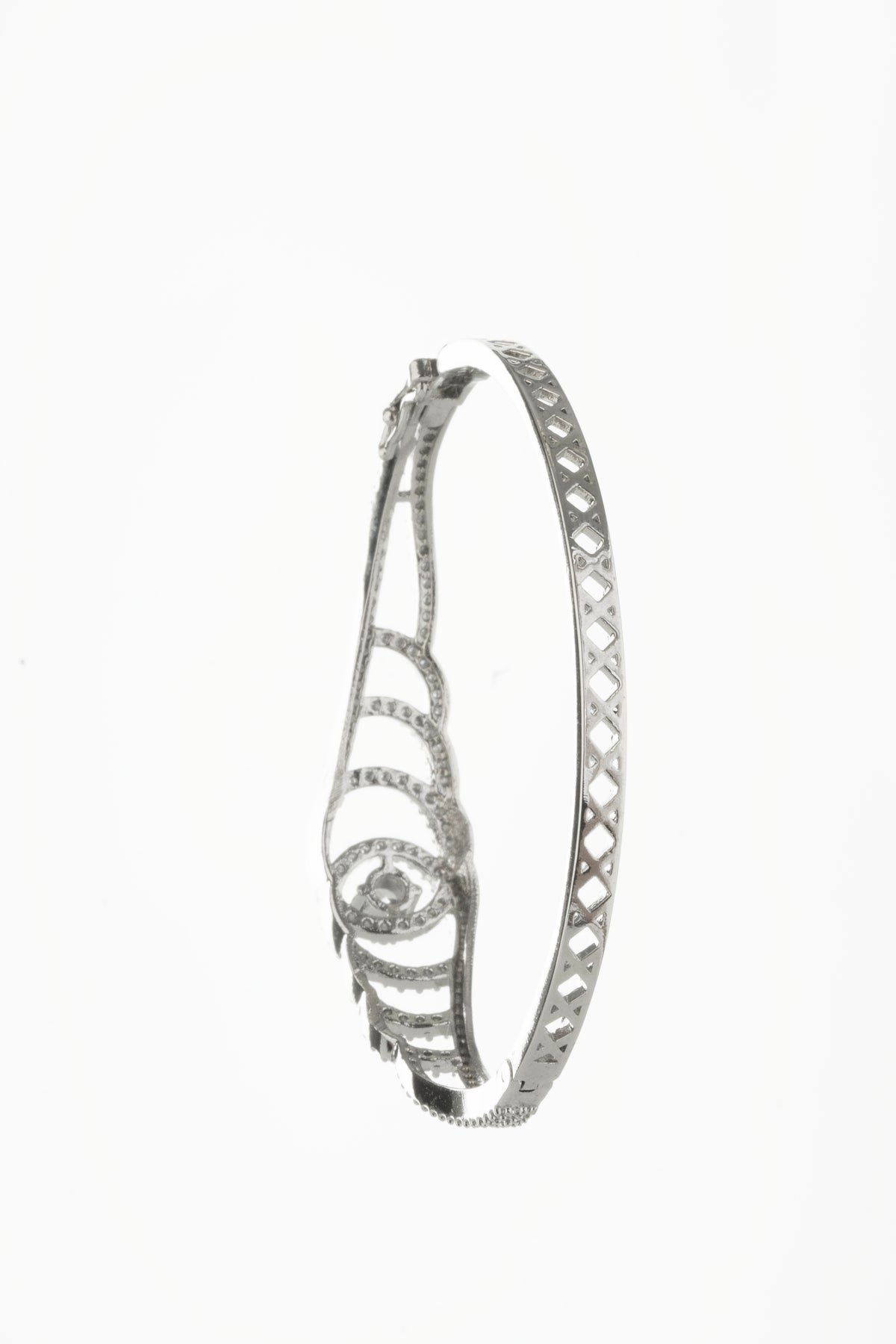 Silver-Tone Crystal Embellished Cuff Bracelet for Women