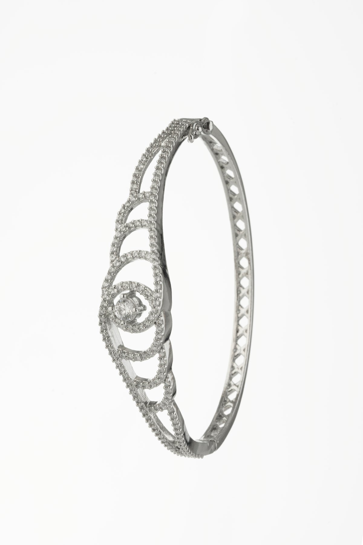 Silver-Tone Crystal Embellished Cuff Bracelet for Women