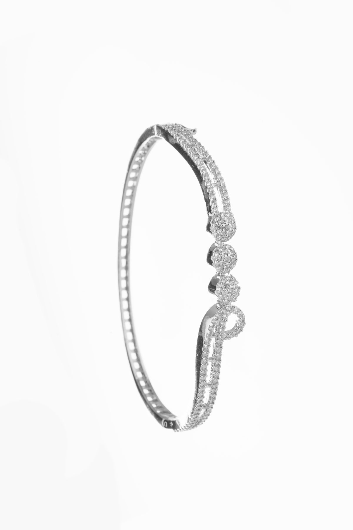 Silver-Tone Minimal Crystal Bead Bracelet for Women