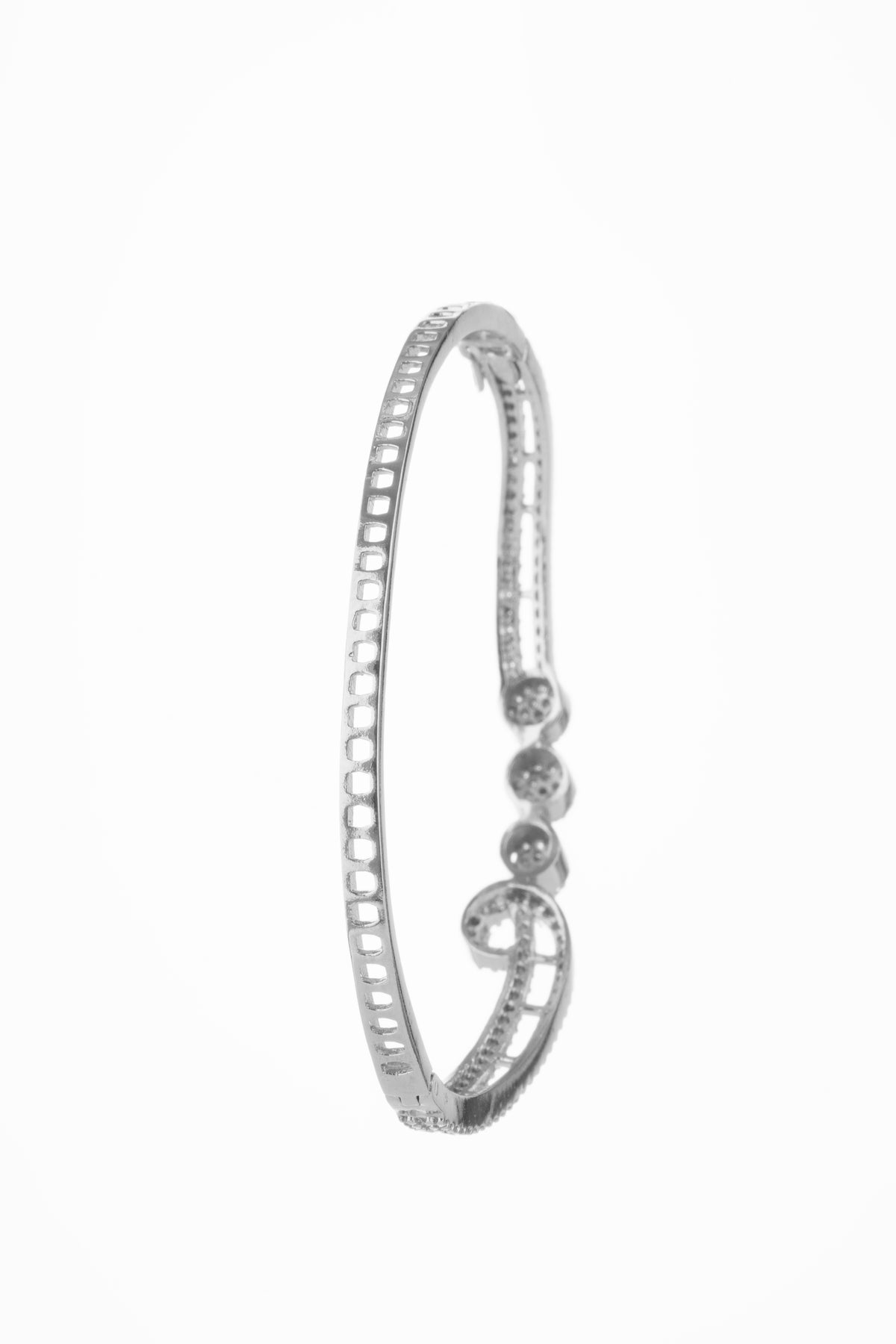 Silver-Tone Minimal Crystal Bead Bracelet for Women