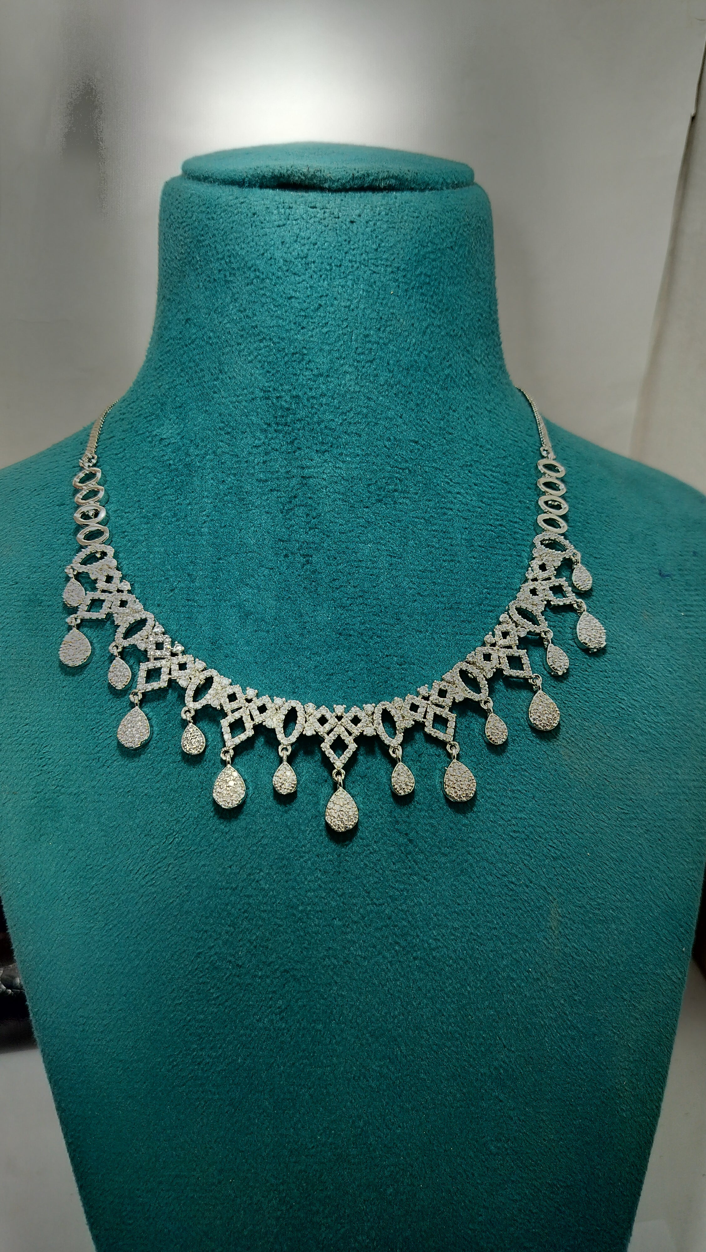 Oxidised Silver Charm Necklace Set with Matching Drop Earrings for Women