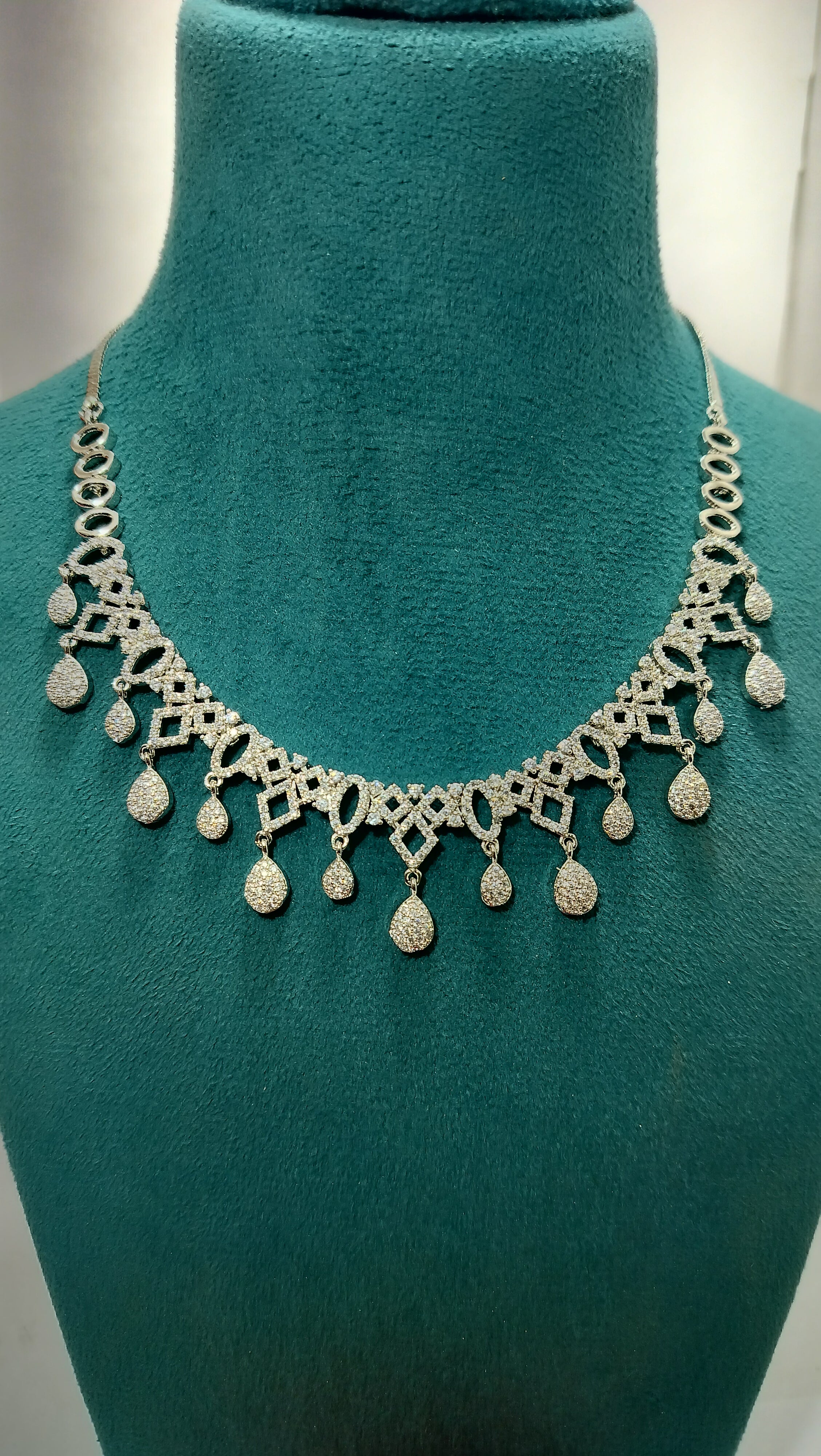 Oxidised Silver Charm Necklace Set with Matching Drop Earrings for Women
