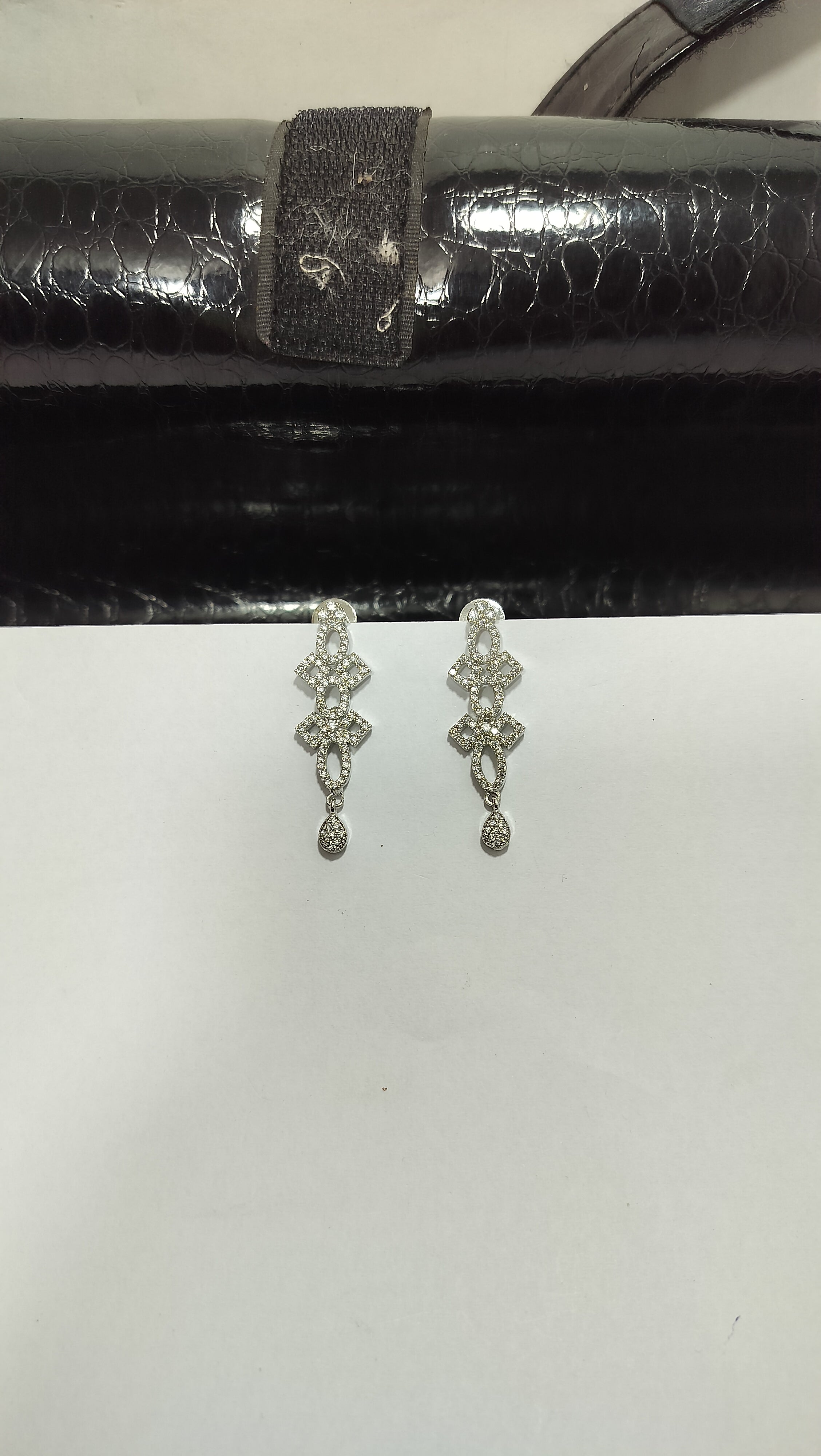Oxidised Silver Charm Necklace Set with Matching Drop Earrings for Women