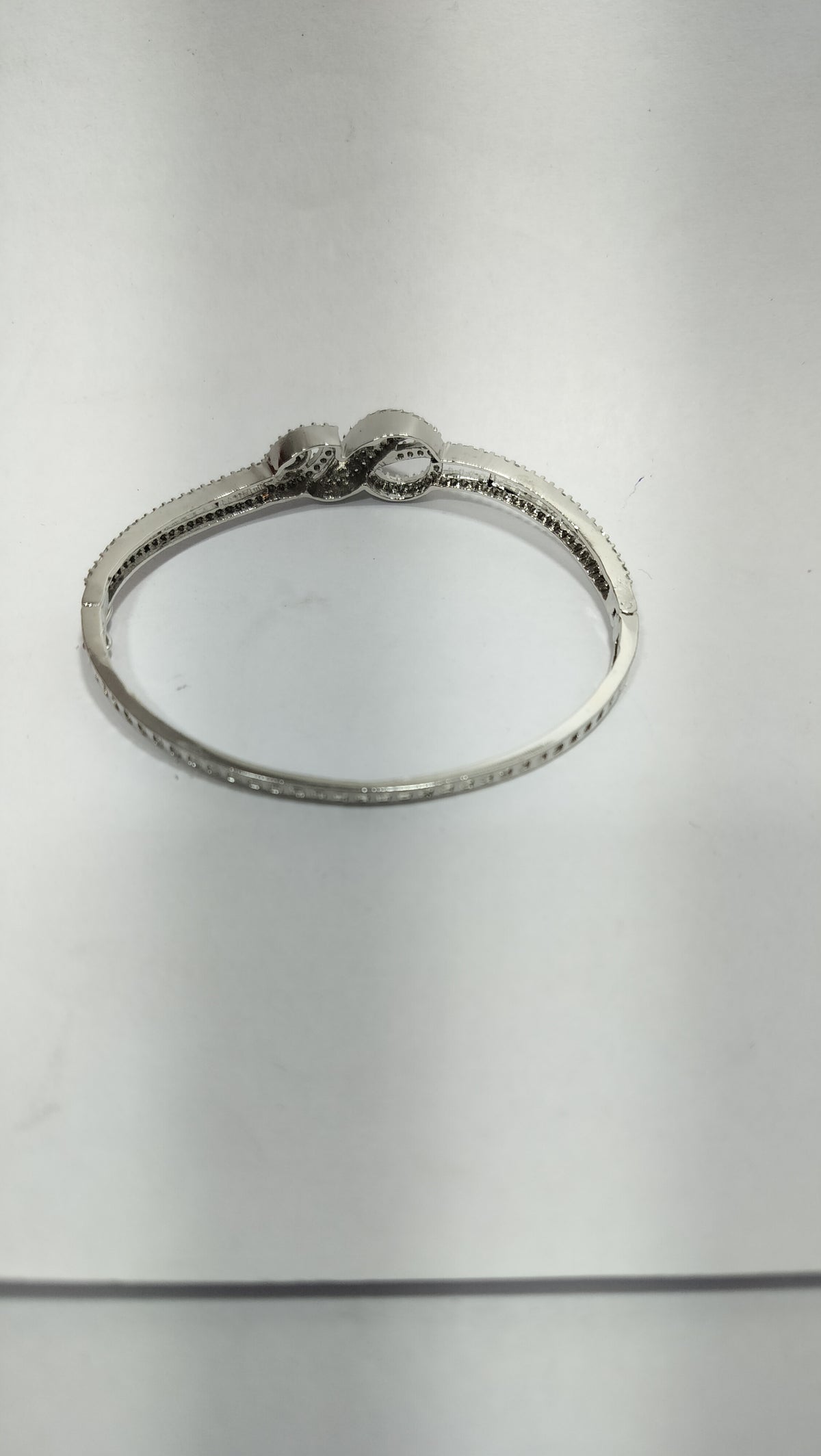 Silver-Tone Double Band Crystal Infinity Bracelet for Women