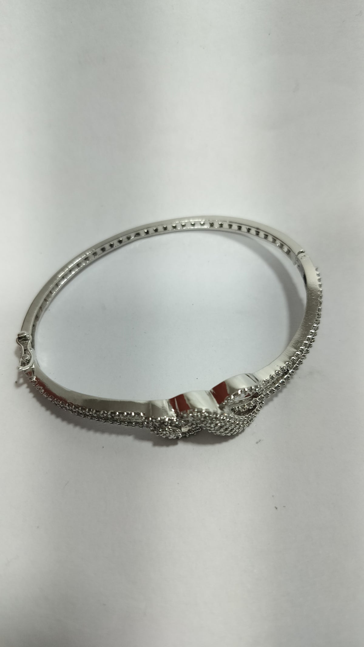 Silver-Tone Double Band Crystal Infinity Bracelet for Women