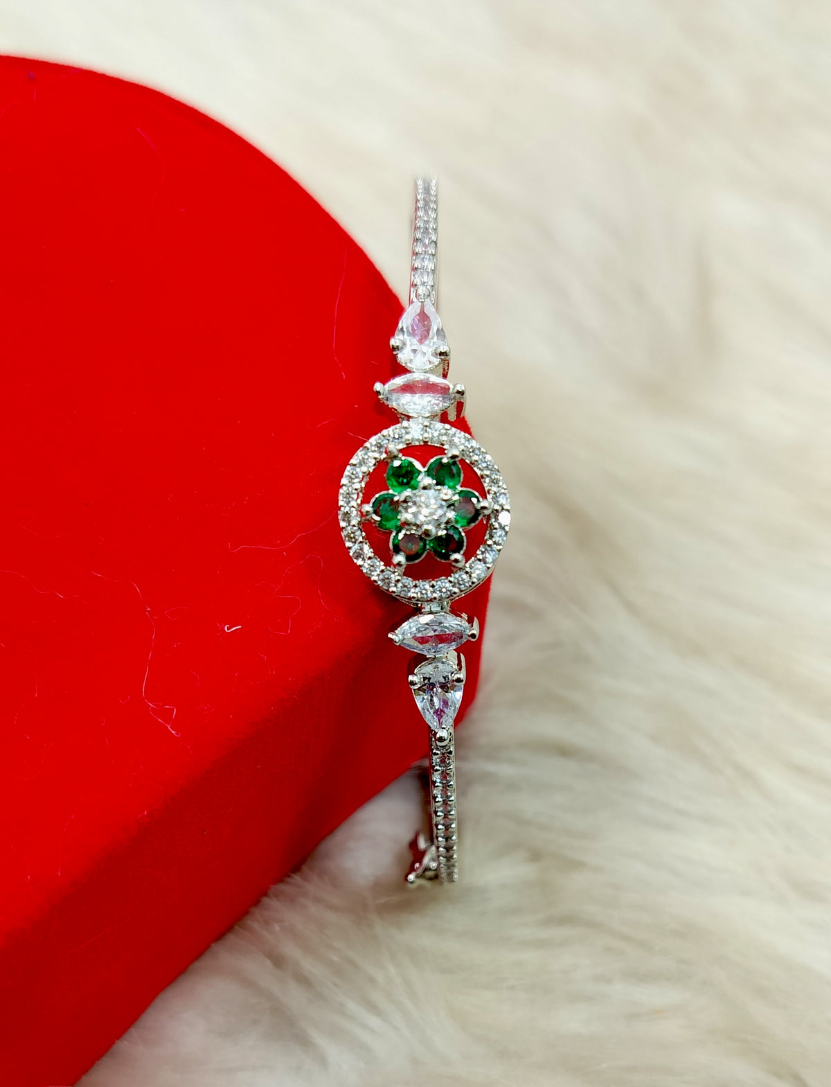 Green Stone Floral Designer Bracelet for Women