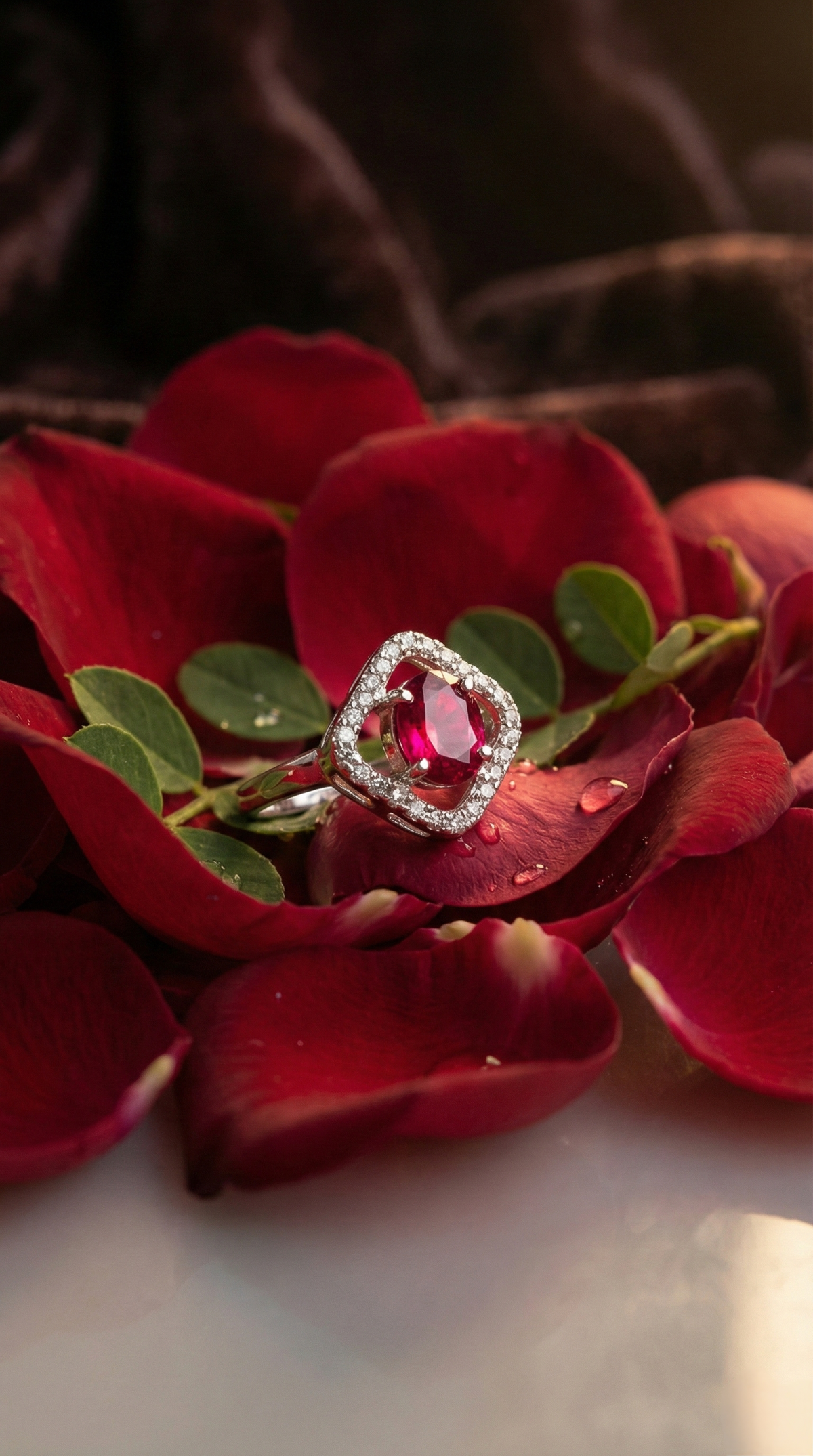 Gold-Tone Floral Statement Ring with Green Center Stone and Clear Accents for Women