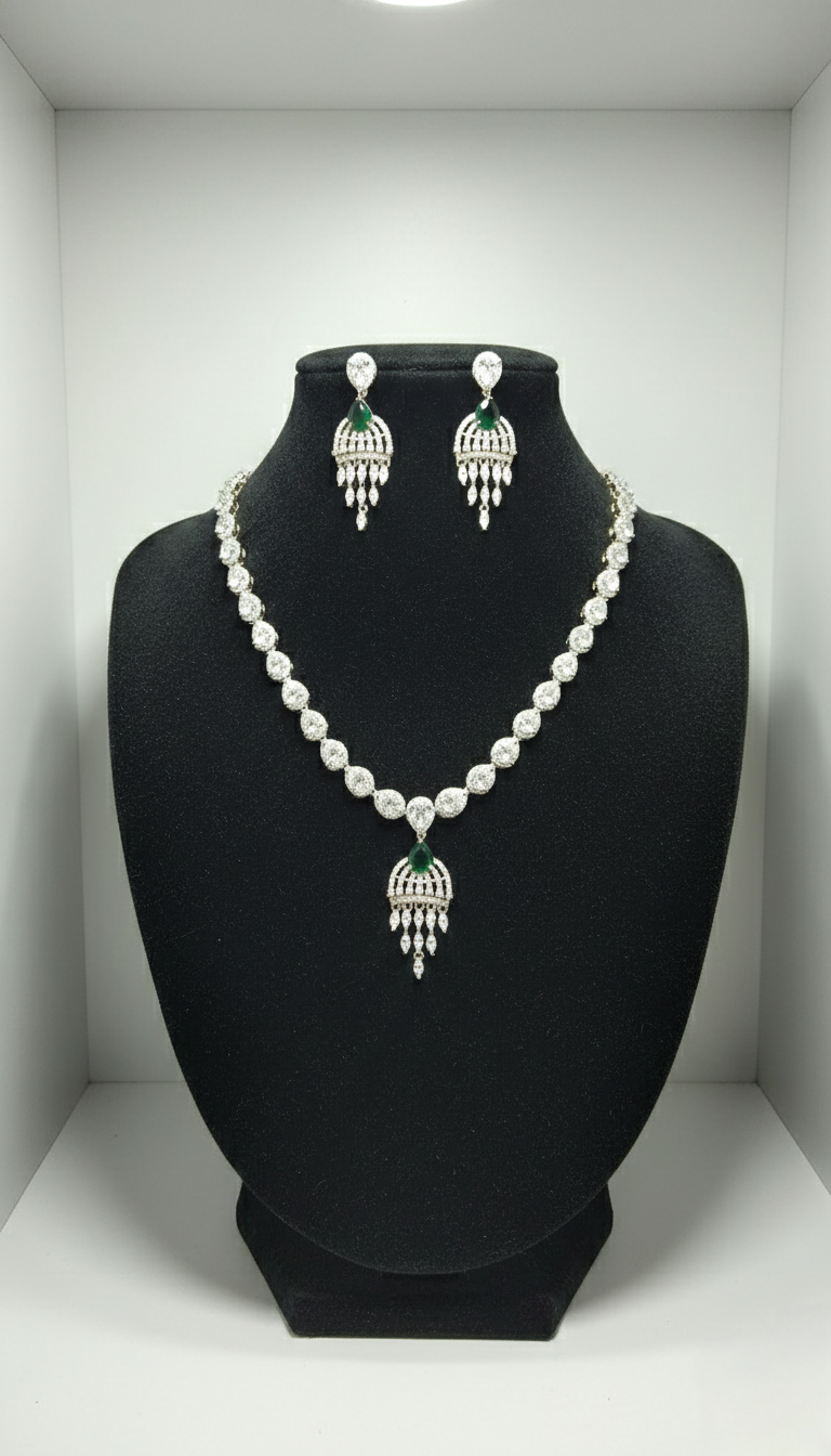 Oxidised Silver Chandbali Necklace Set with Matching Earrings for Women