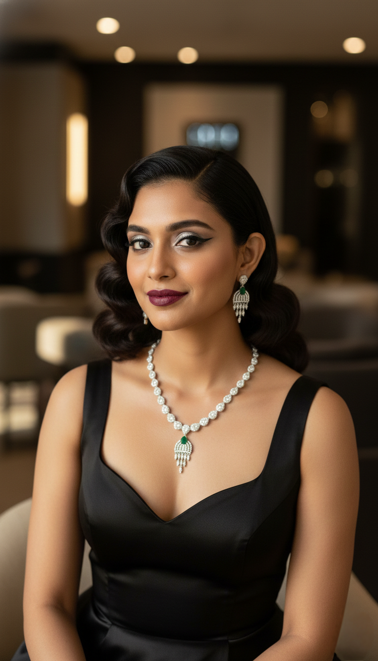 Oxidised Silver Chandbali Necklace Set with Matching Earrings for Women