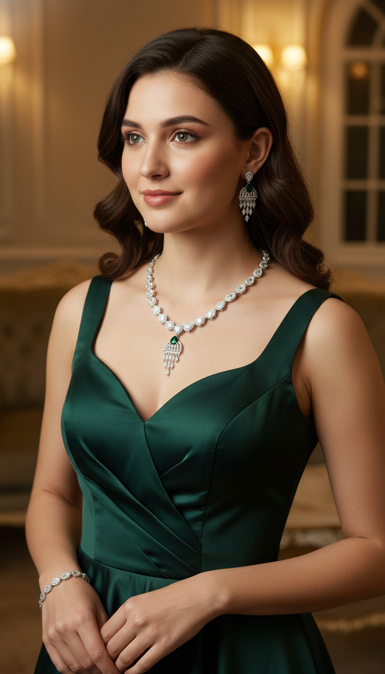 Oxidised Silver Chandbali Necklace Set with Matching Earrings for Women