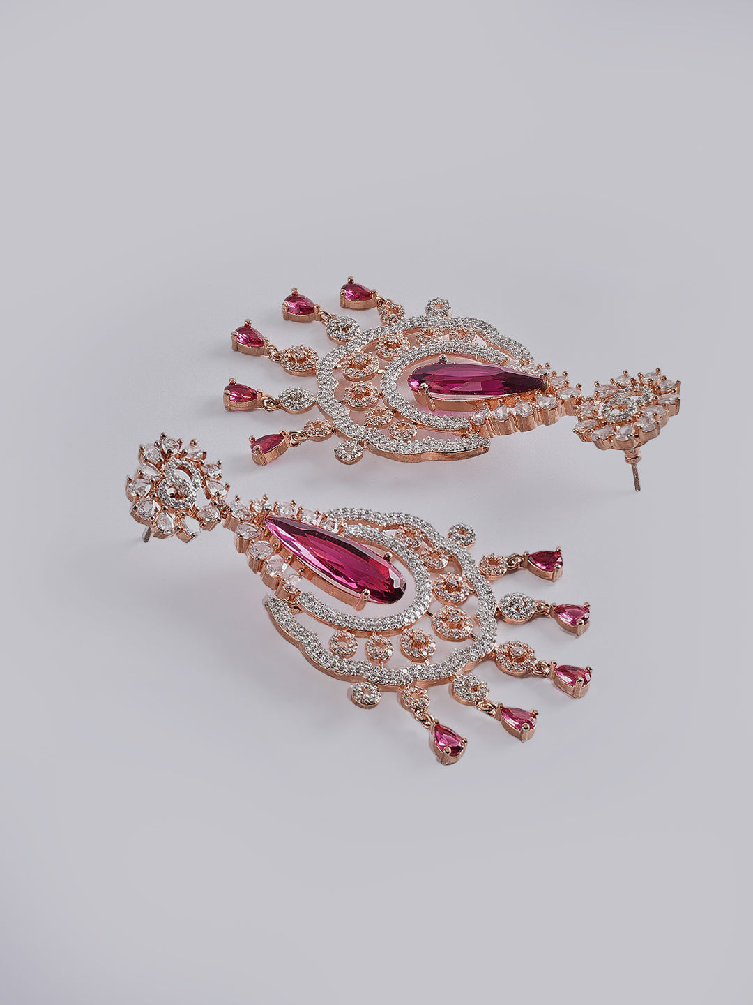 Pink Crystal Chandelier Drop Earrings for Women