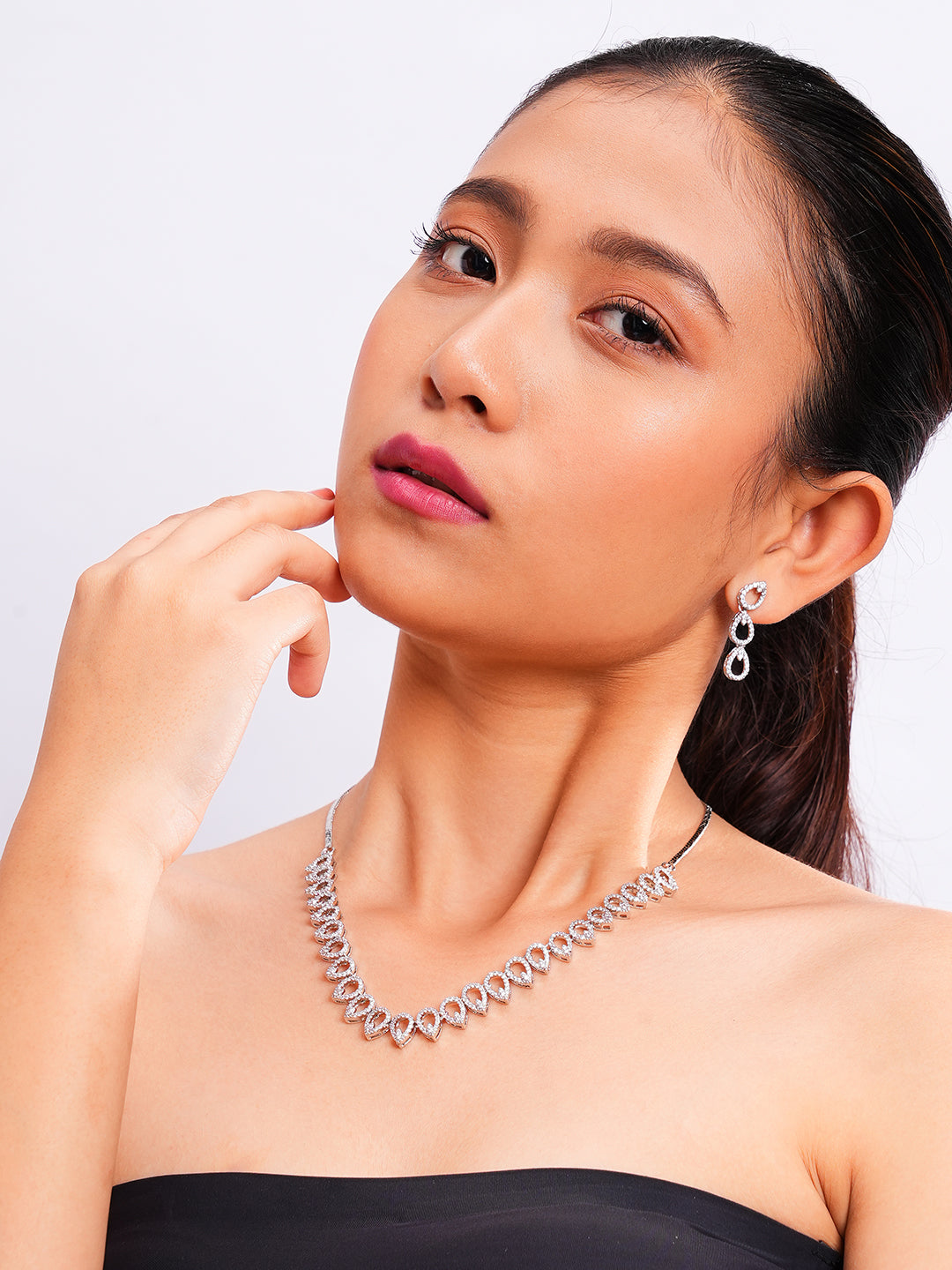 Heart Link Necklace & Earrings Set for Women | Elegant Fashion Jewellery