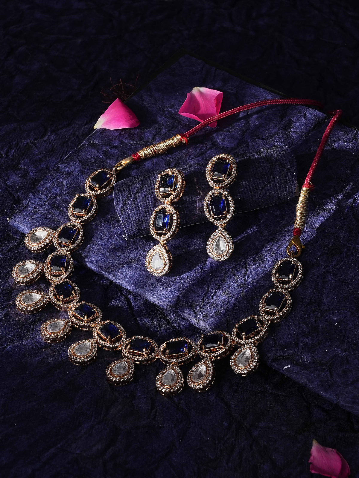 Kayrah Blue Stone Necklace & Earrings Set for Women