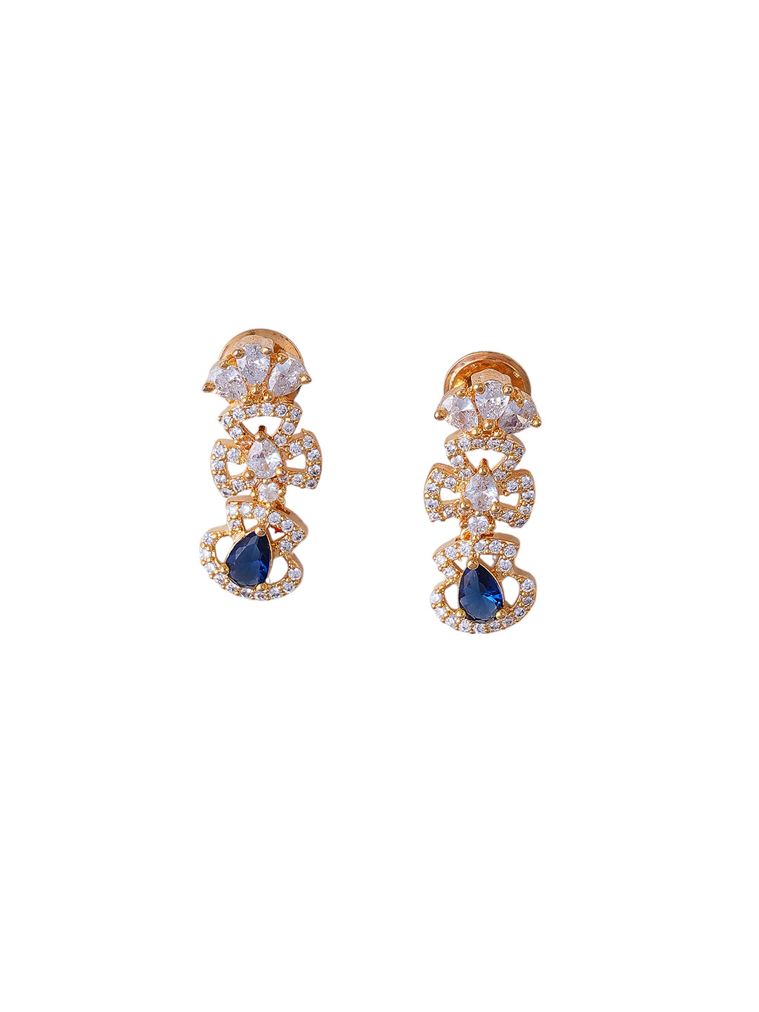 Gold-Tone Blue Stone Necklace & Earrings Set for Women