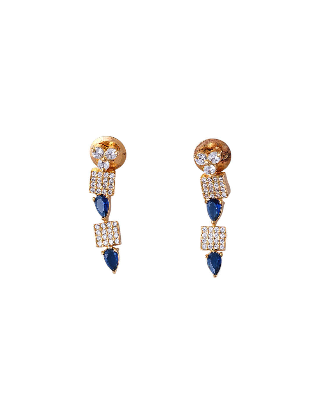 Blue & Gold Crystal Necklace and Earrings Set for Women
