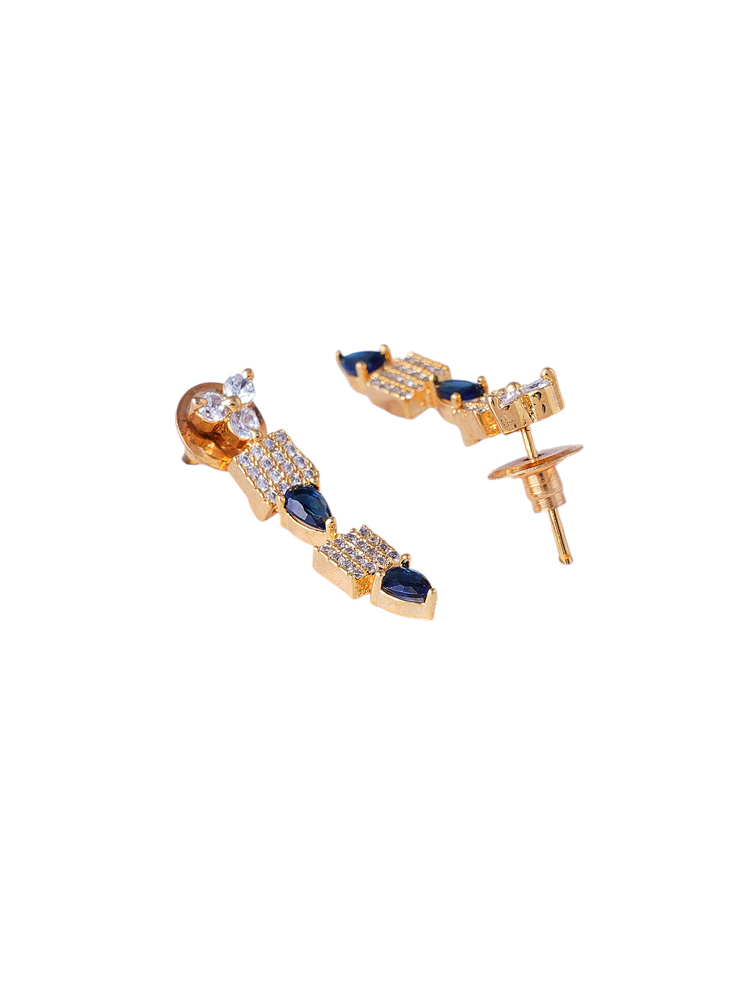 Blue & Gold Crystal Necklace and Earrings Set for Women