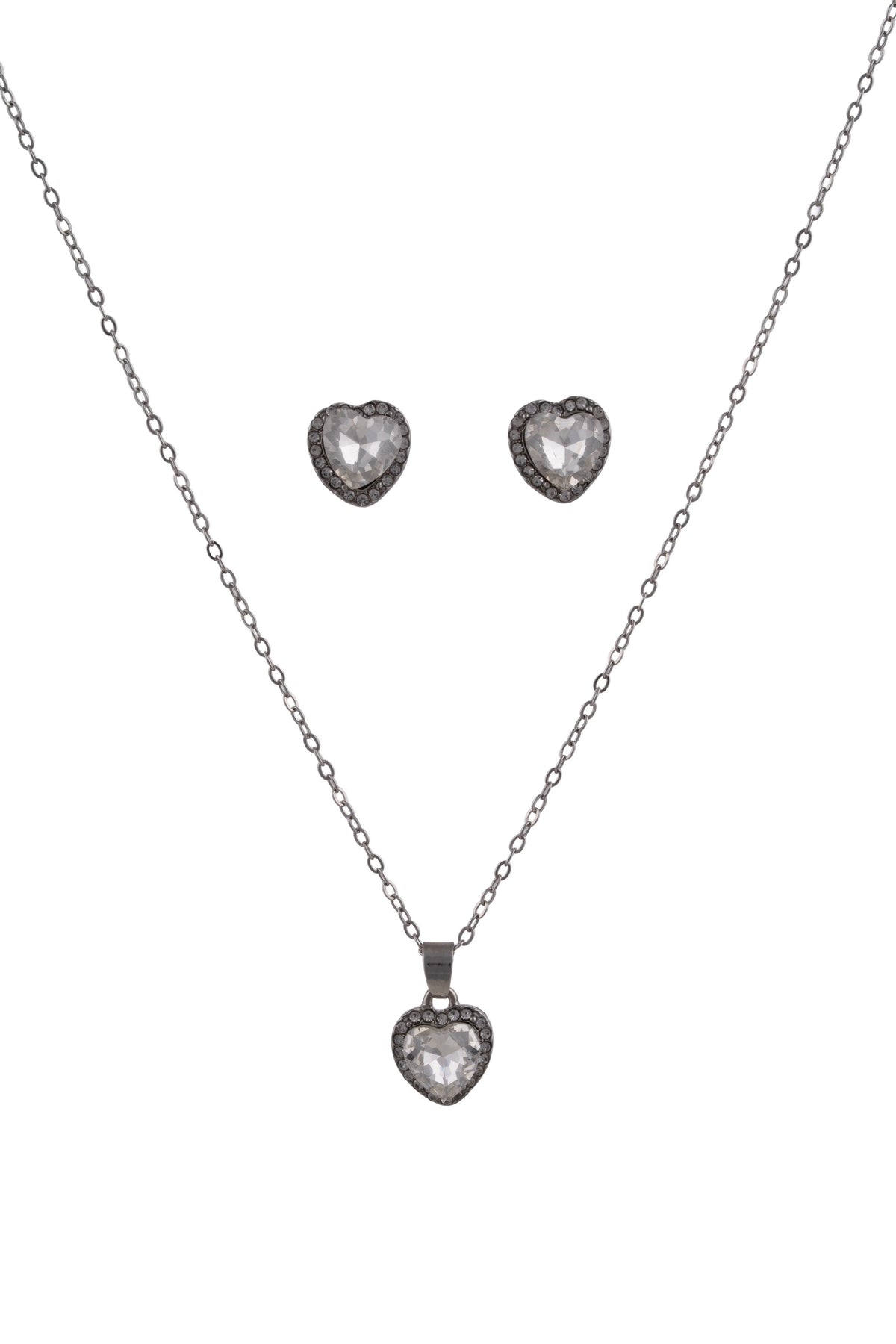 Kayrah Heart Crystal Pendant Set with Earrings & Ring for Women