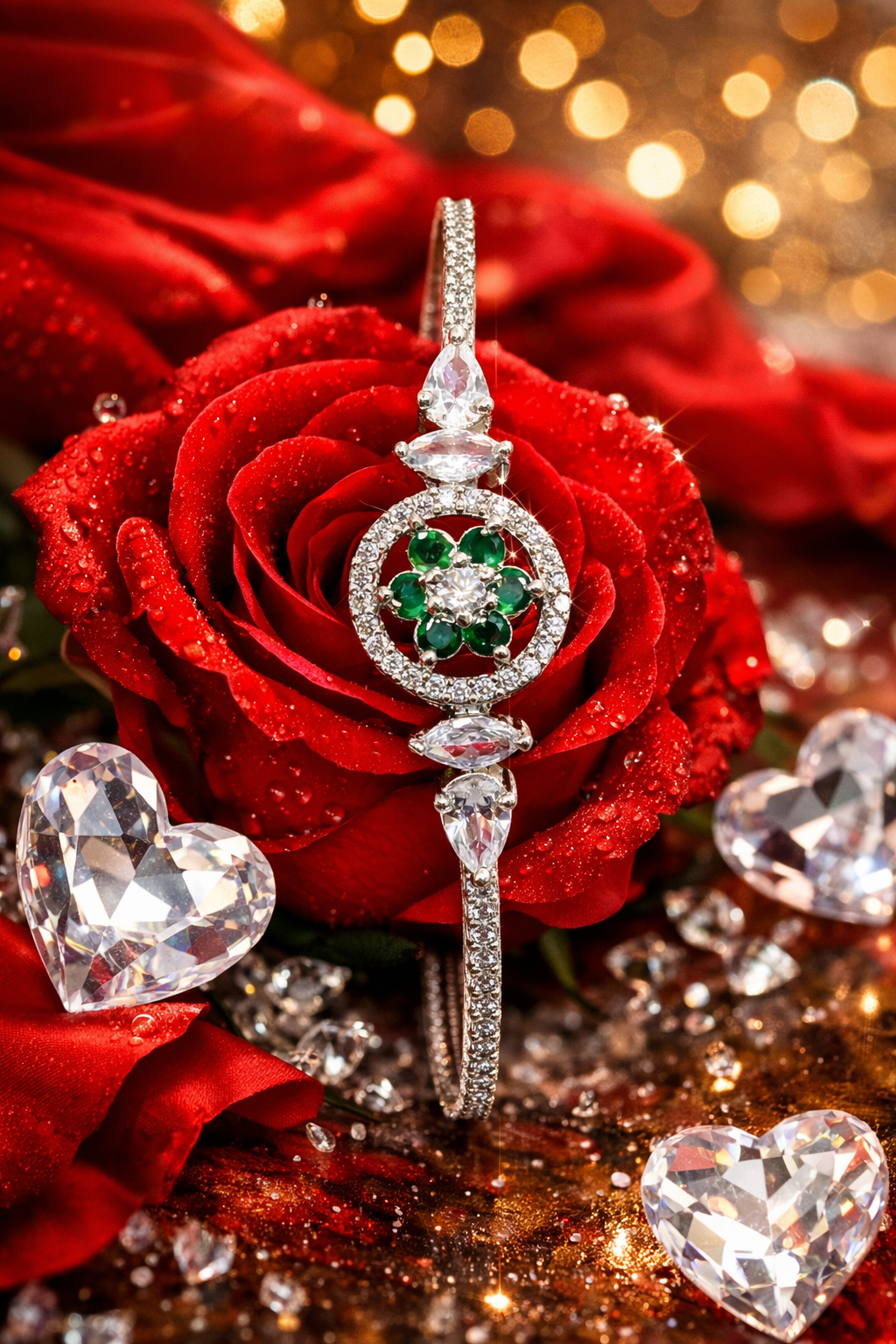 Green Stone Floral Designer Bracelet for Women