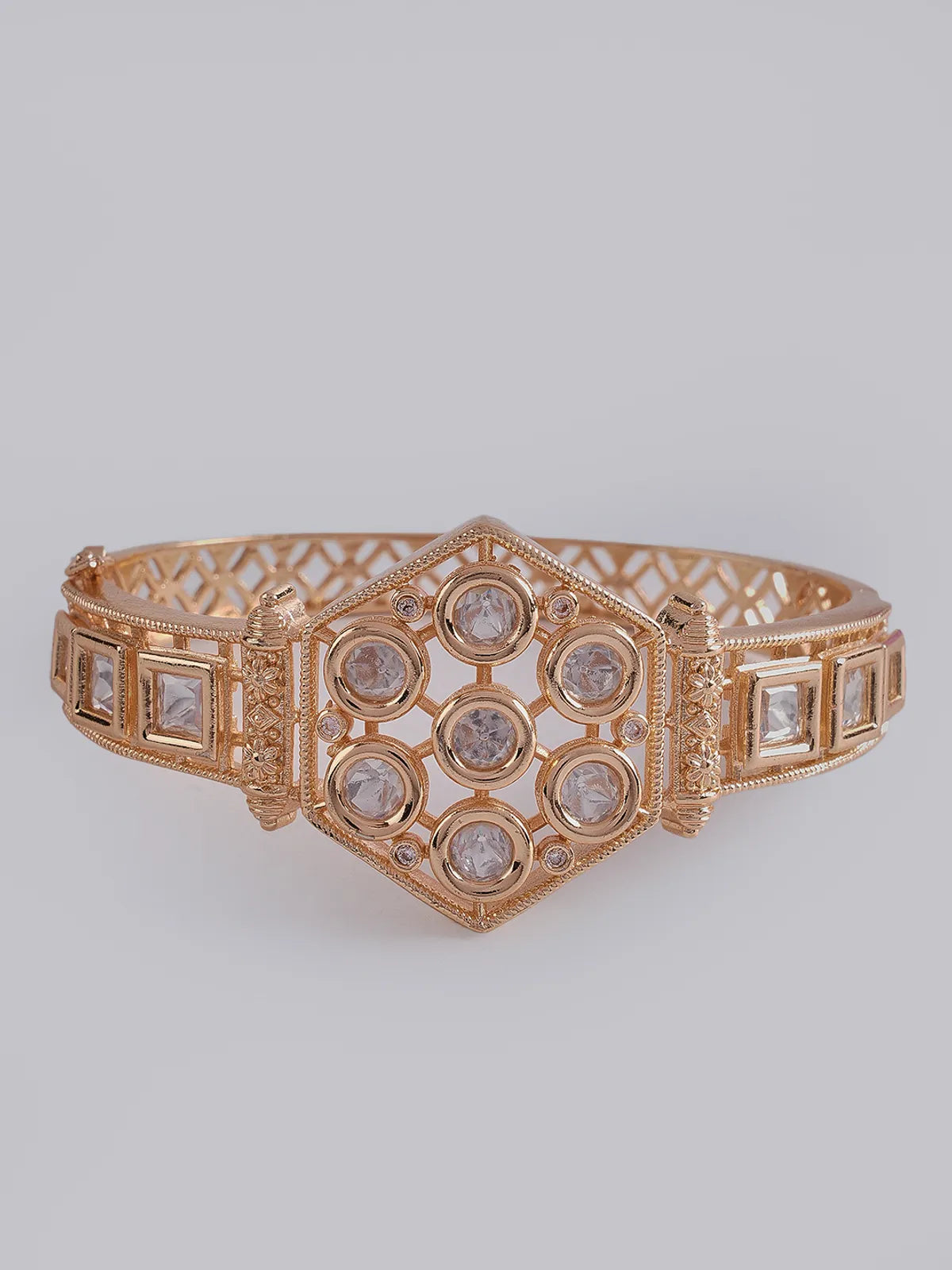 White Brass Gold Plated Handcrafted Water Resistance CZ Stone  Bracelet For
