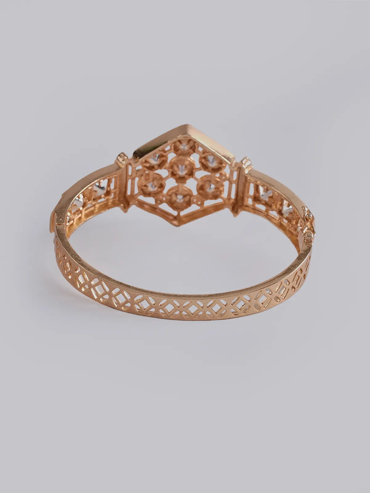 White Brass Gold Plated Handcrafted Water Resistance CZ Stone  Bracelet For