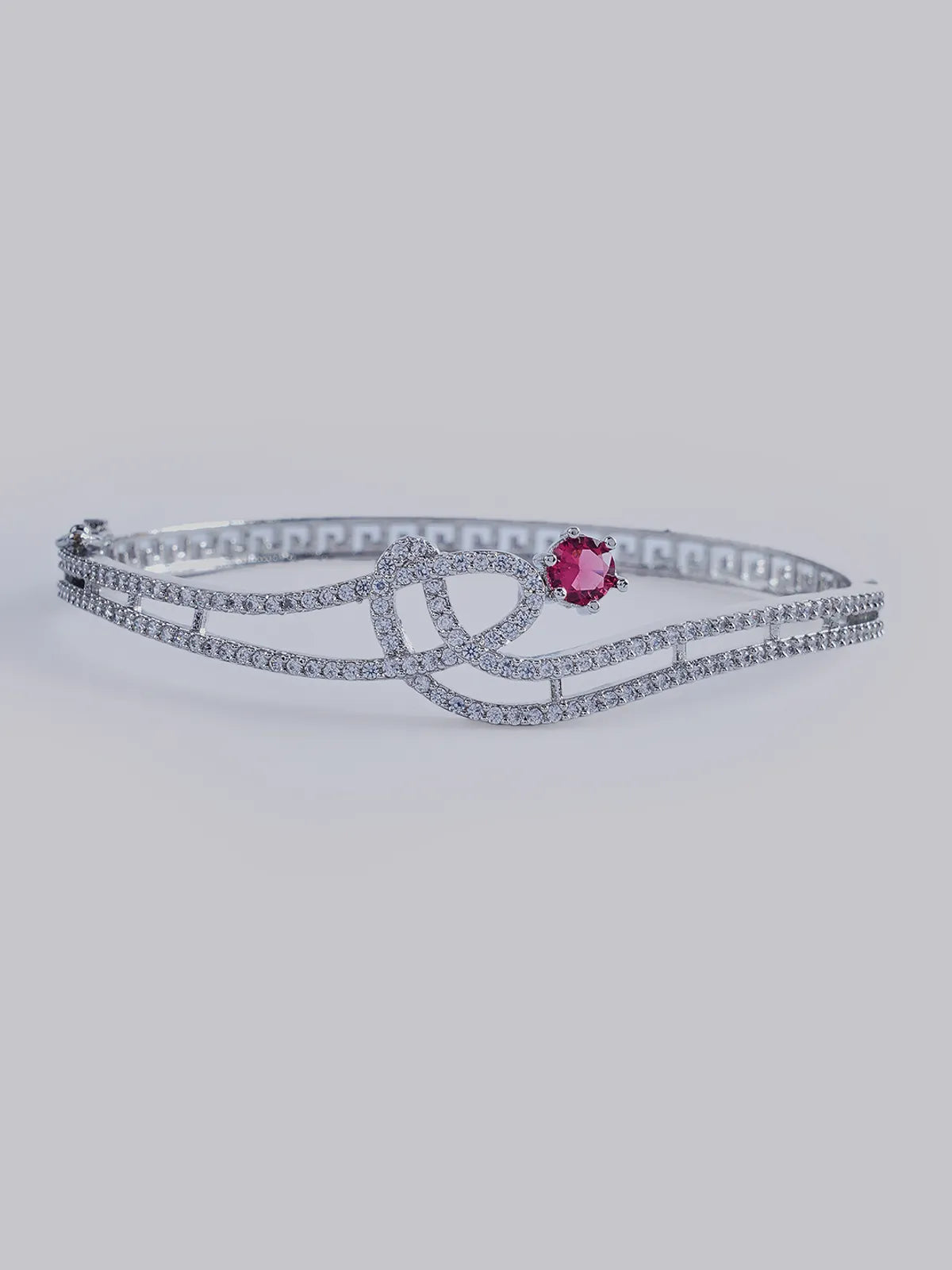 Red Brass Silver Plated Handcrafted Water Resistance CZ Stone  Bracelet For