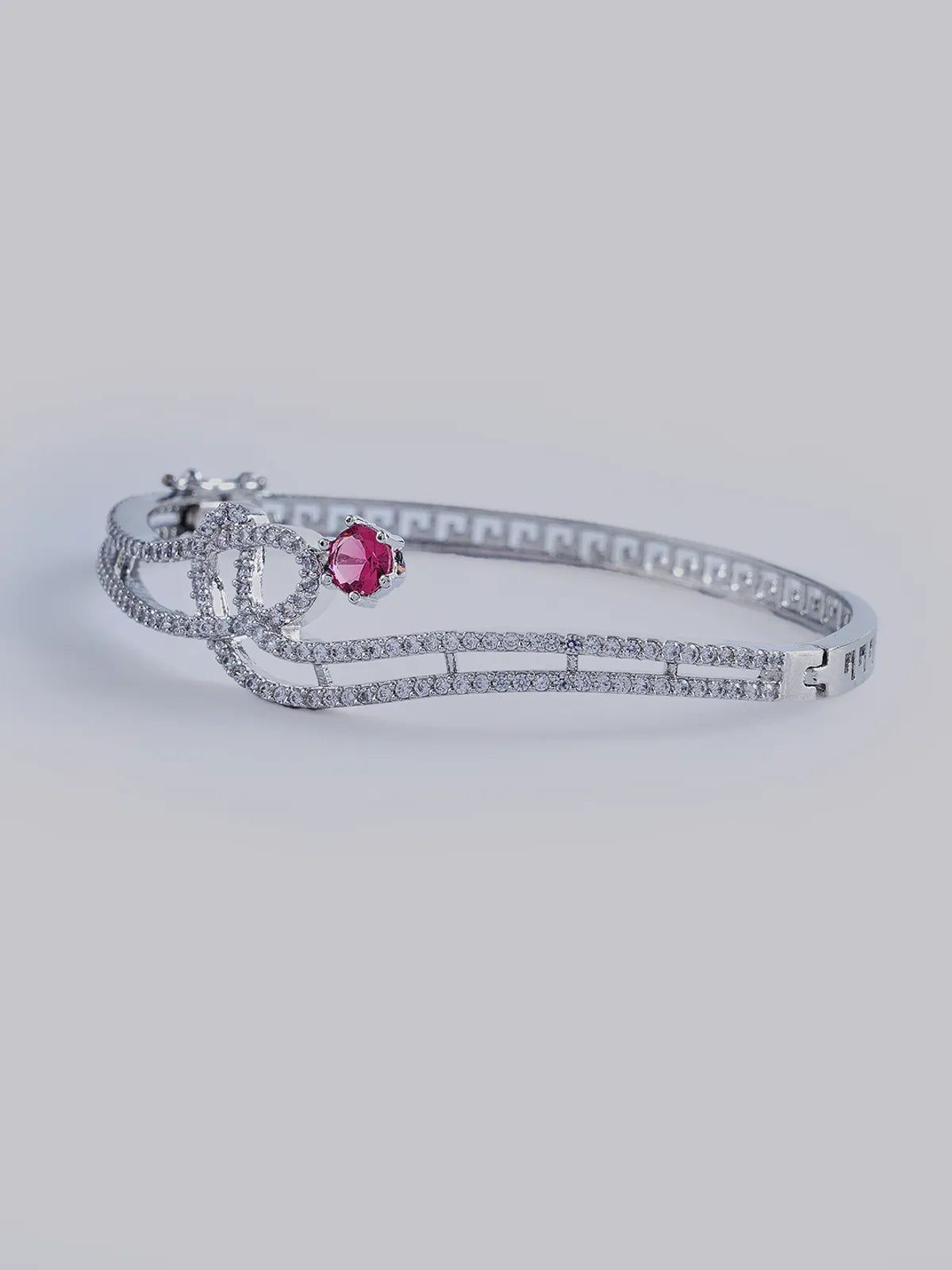Red Brass Silver Plated Handcrafted Water Resistance CZ Stone  Bracelet For