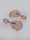 Blue Brass Rose Gold  Handcrafted Water Resistance CZ Stone  Earrings